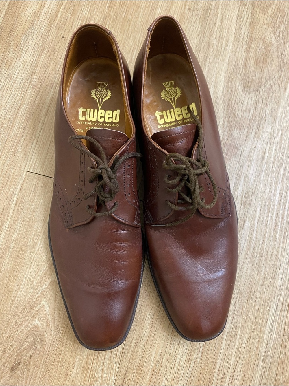 Tweeds Men's Cognac Brown Leather Derby Shoes